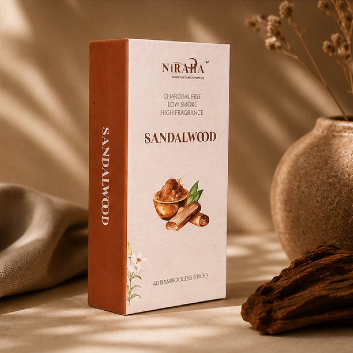 Sandalwood Incense Sticks - 40 Sticks Pack