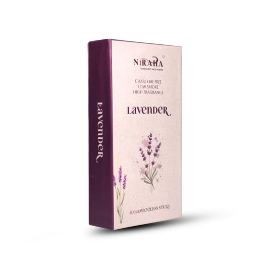 Niraha Lavender Incense Sticks – Charcoal Free, Low Smoke (40 Bambooless Sticks)