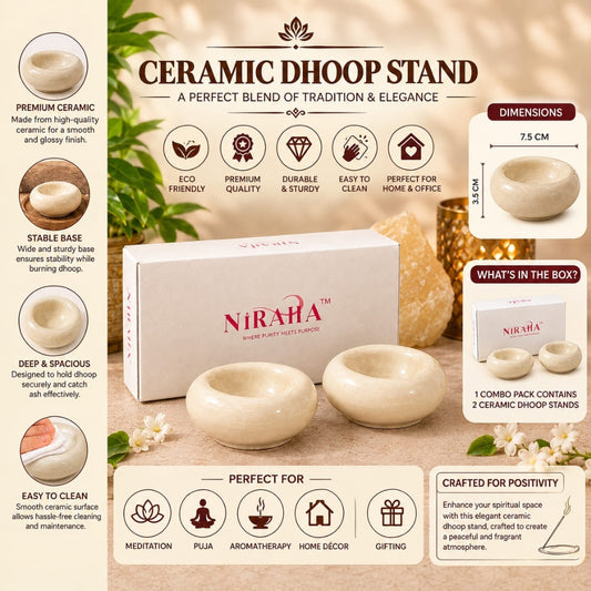 Niraha Premium Ceramic Dhoop Stand (Set of 2)