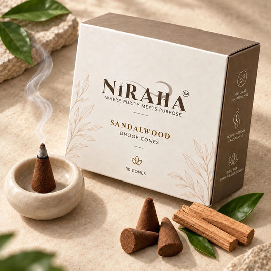 NiRAHA Sandalwood Dhoop Batti – 30 Cones Value Pack