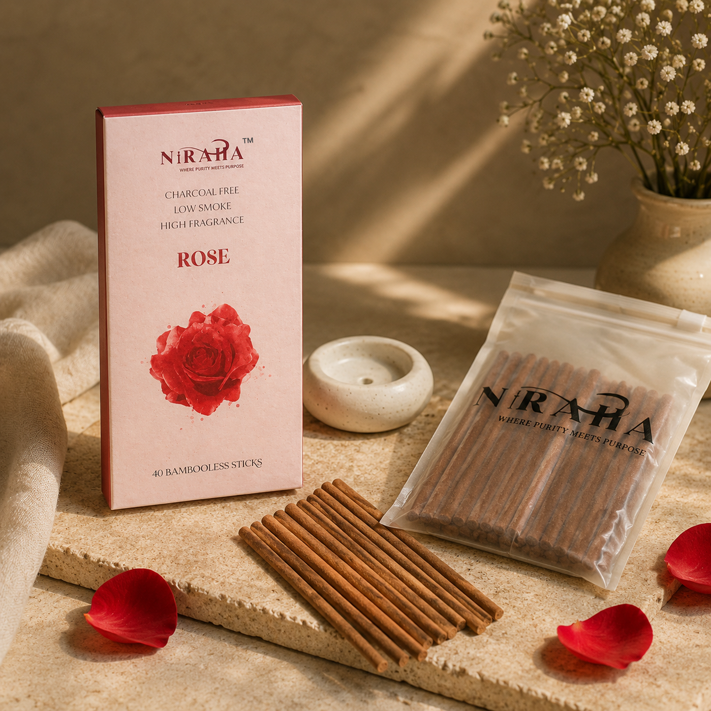 Rose Incense Sticks - 40 Sticks Pack