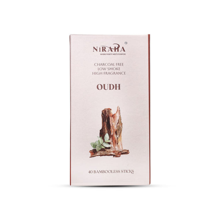 Niraha Oudh Incense Sticks – Charcoal Free, Low Smoke (40 Sticks)