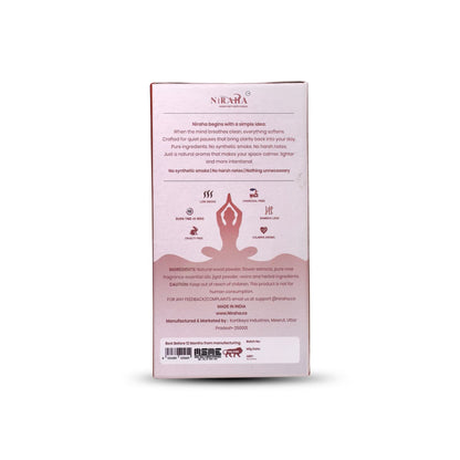 Niraha Rose Incense Sticks – Charcoal Free, Low Smoke (40 Sticks)