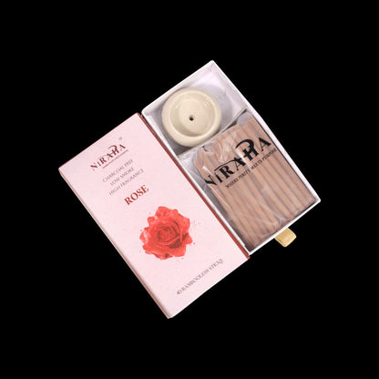 Niraha Rose Incense Sticks – Charcoal Free, Low Smoke (40 Sticks)
