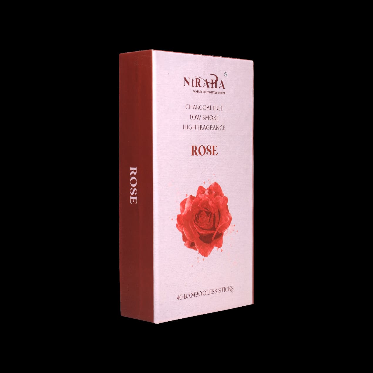 Niraha Rose Incense Sticks – Charcoal Free, Low Smoke (40 Sticks)