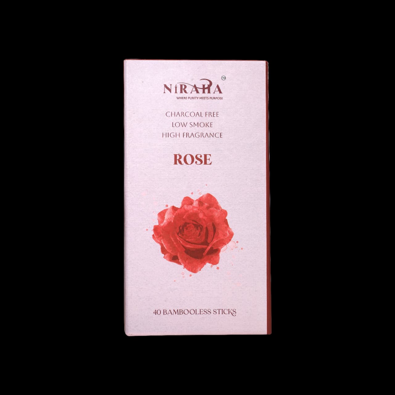 Niraha Rose Incense Sticks – Charcoal Free, Low Smoke (40 Sticks)