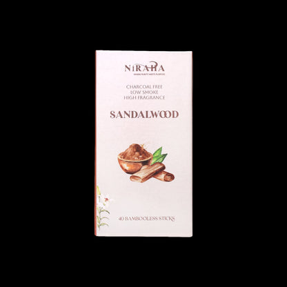 Niraha Sandalwood Incense Sticks – Charcoal Free, Low Smoke 40 Sticks