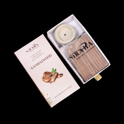 Niraha Sandalwood Incense Sticks – Charcoal Free, Low Smoke 40 Sticks