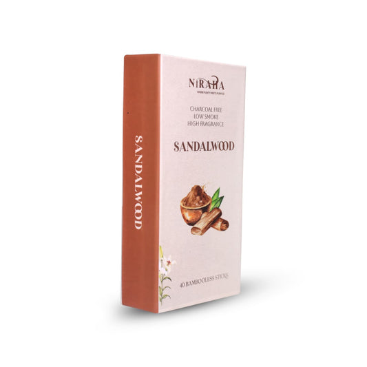 Niraha Sandalwood Incense Sticks – Charcoal Free, Low Smoke 40 Sticks