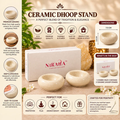 Niraha Premium Ceramic Dhoop Stand (Set of 2)