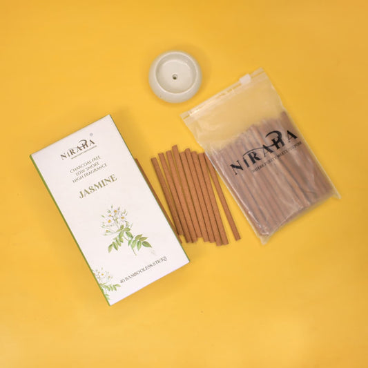 Niraha Jasmine Incense Sticks Charcoal Free Low Smoke 40 Sticks