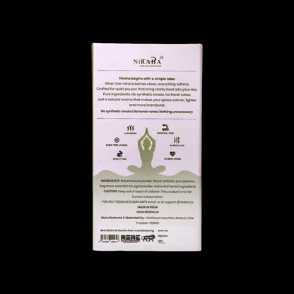 Niraha Jasmine Incense Sticks Charcoal Free Low Smoke 40 Sticks