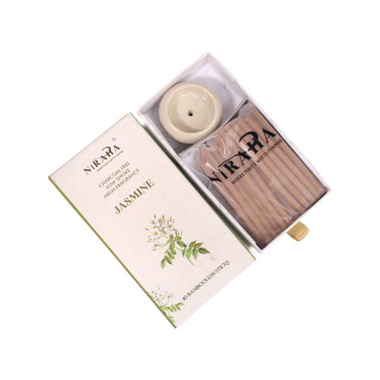 Niraha Jasmine Incense Sticks – Charcoal Free, Low Smoke (40 Sticks)