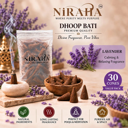 Niraha Lavender Dhoop Bati – 30 Cones Value Pack