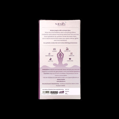 Niraha Lavender Incense Sticks – Charcoal Free, Low Smoke (40 Bambooless Sticks)