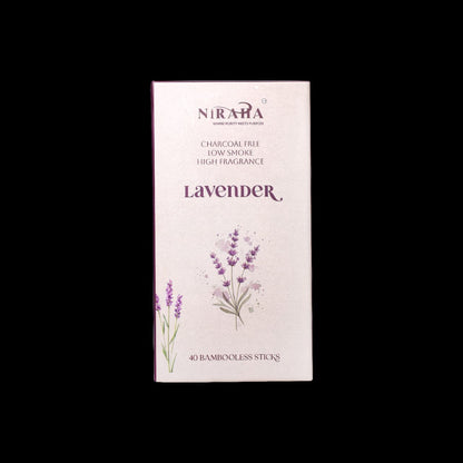 Niraha Lavender Incense Sticks – Charcoal Free, Low Smoke (40 Bambooless Sticks)