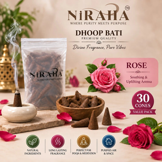 Niraha Rose Dhoop Bati – 30 Cones Value Pack