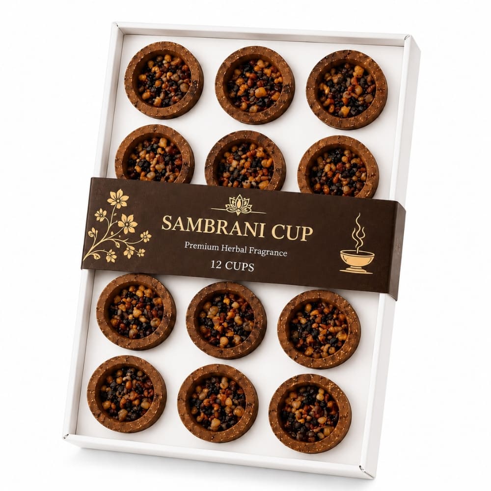 12 Sambrani Cups | Natural Dhoop Cups for Puja & Home Fragrance