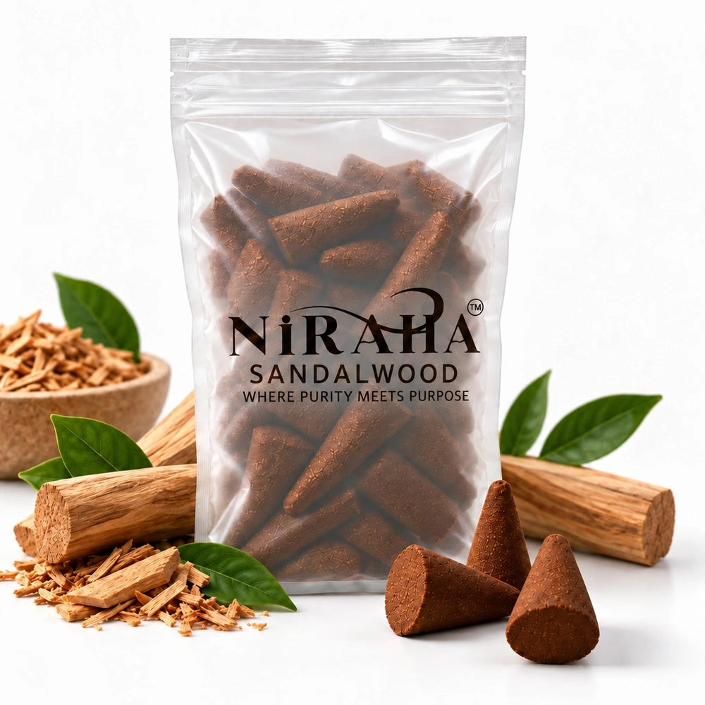 NiRAHA Sandalwood Dhoop Batti – 30 Cones Value Pack