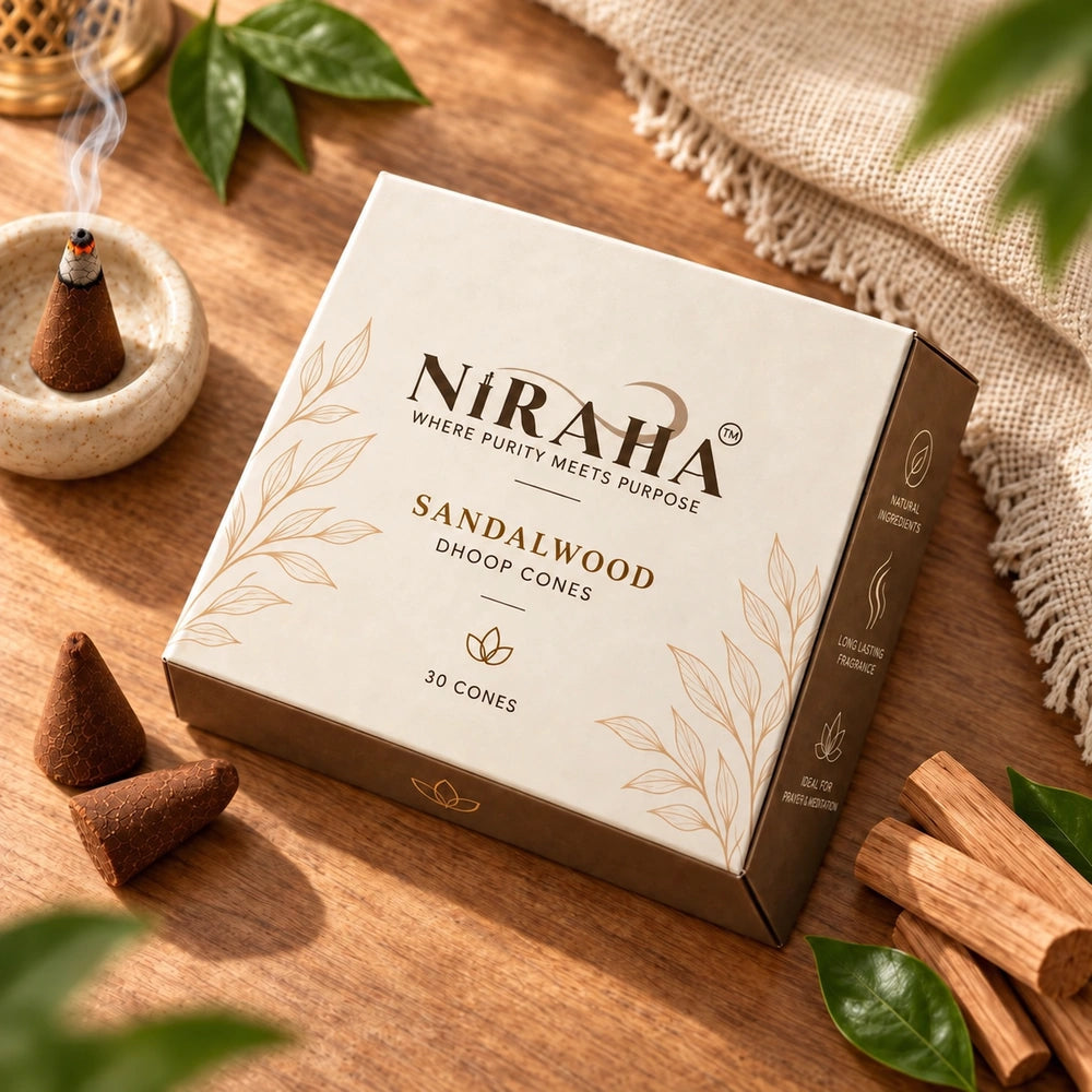 NiRAHA Sandalwood Dhoop Batti – 30 Cones Value Pack