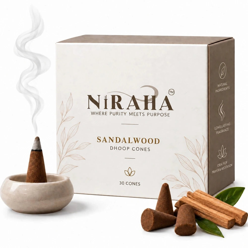 NiRAHA Sandalwood Dhoop Batti – 30 Cones Value Pack