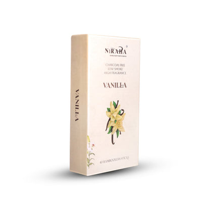 Niraha Vanilla Incense Sticks Charcoal Free Low Smoke 40 Bambooless Sticks